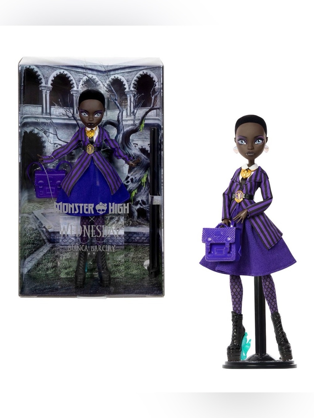 Monster High Bianca Barclay Doll - Purple and Black Striped Ensemble